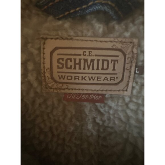 C.E. Schmidt Denim Sherpa-Lined Jacket Trucker Work Country Ranch Western - Picture 2 of 6